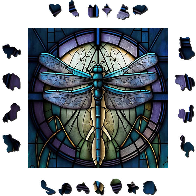 Blue Dragonfly - Wooden Jigsaw Puzzle - image 1