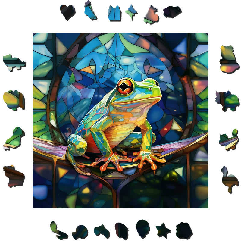 Colorful Tree Frog - Wooden Jigsaw Puzzle - image 1