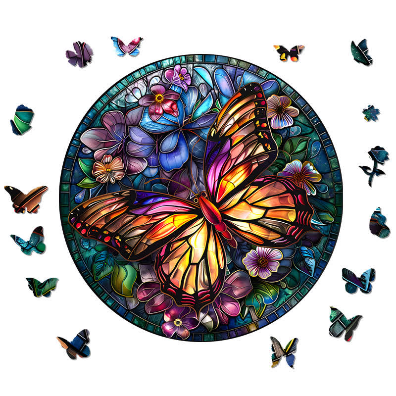 Vibrate Butterfly -9 Wooden Jigsaw Puzzle - image 1