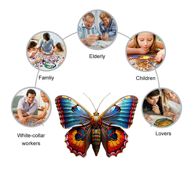 Vibrate Butterfly -11 Wooden Jigsaw Puzzle - image 4