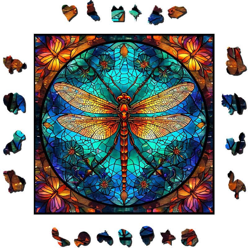 Colorful Dragonfly - Wooden Jigsaw Puzzle - image 1