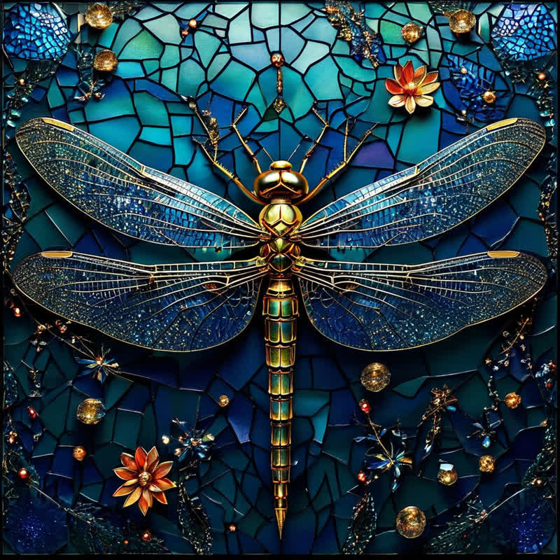 Blue Glass Dragonfly - Wooden Jigsaw Puzzle - A3 - Wooden Gift Packaging - image 0
