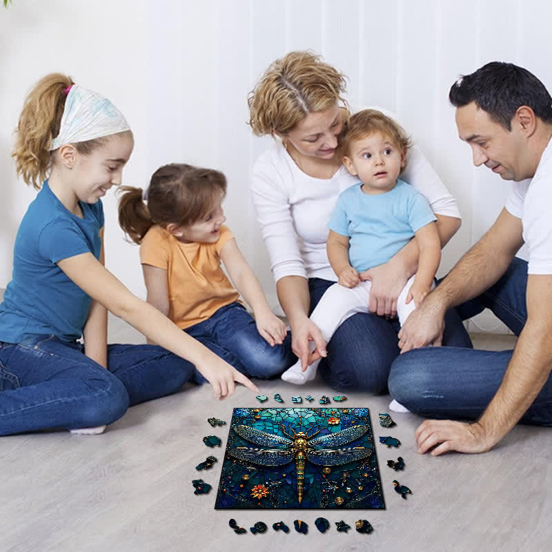 Blue Glass Dragonfly - Wooden Jigsaw Puzzle - image 2