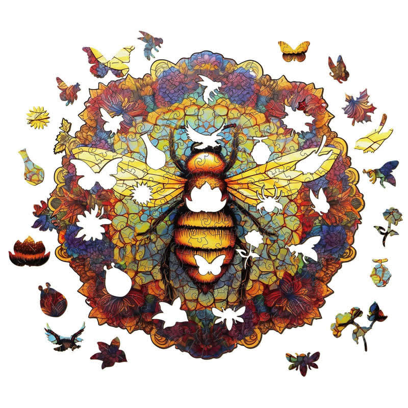 Mandala Bee - Wooden Jigsaw Puzzle - image 1