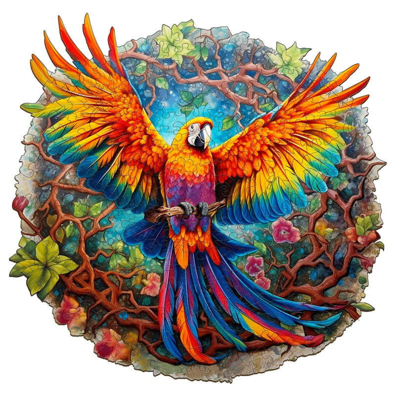 Curious Parrot - Wooden Jigsaw Puzzle - A3 - Wooden Gift Packaging - image 0