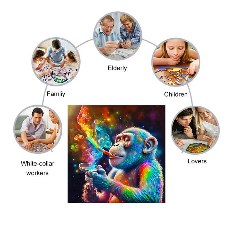 Shades Of Magic | Monkey - Wooden Jigsaw Puzzle - image 3