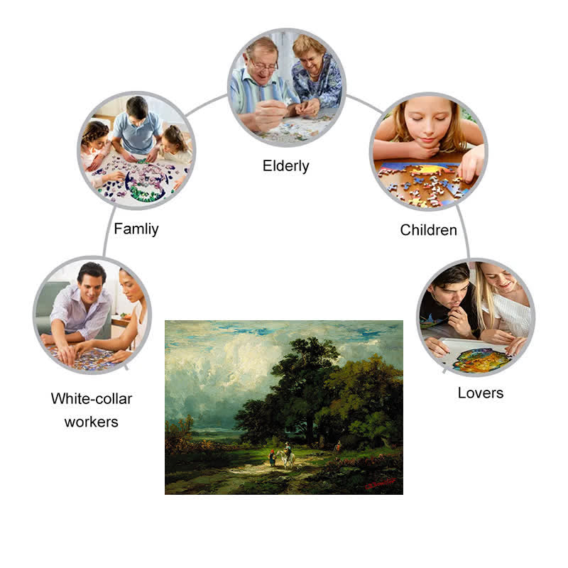 Vintage Landscape with Trees - Wooden Jigsaw Puzzle - image 2