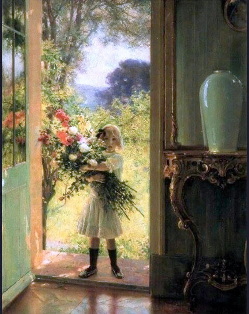 Little girl with huge bouquet - Wooden Jigsaw Puzzle - A3  - Wooden Gift Packaging - image 0