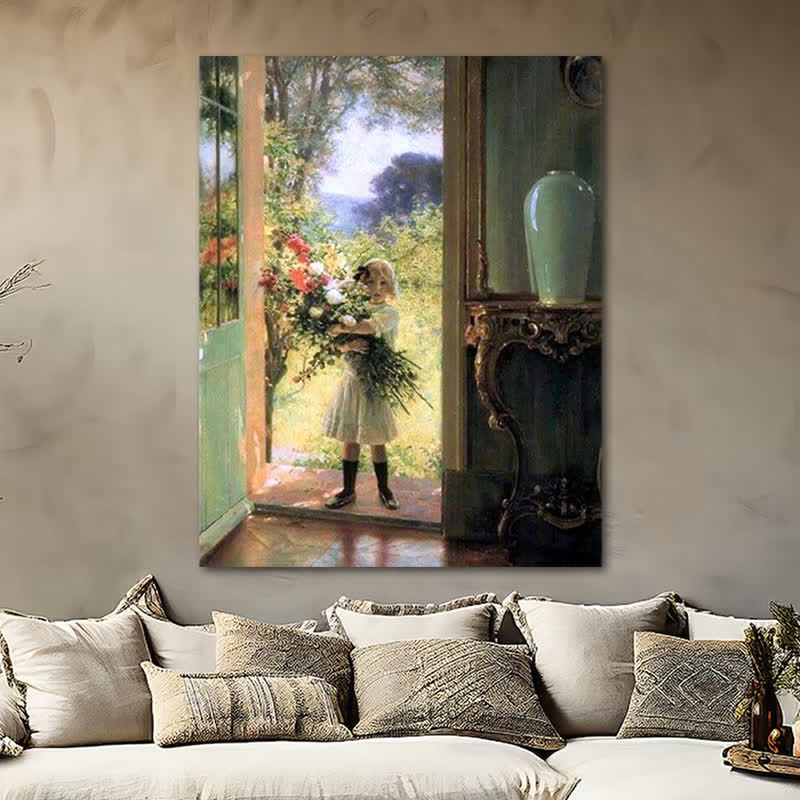 Little girl with huge bouquet - Wooden Jigsaw Puzzle - image 5