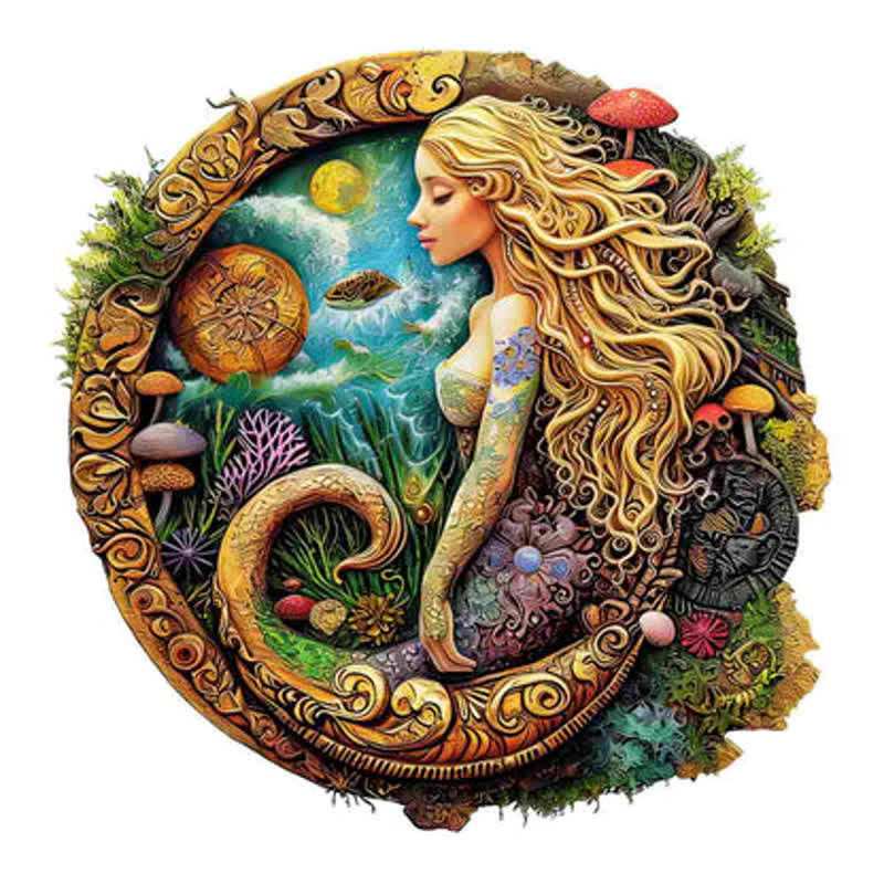 Mermaid's Secret Garden - Wooden Jigsaw Puzzle - A3 - Wooden Gift Packaging - image 0