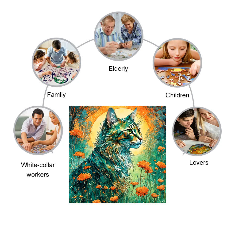 Forest Cat- Wooden Jigsaw Puzzle - image 2