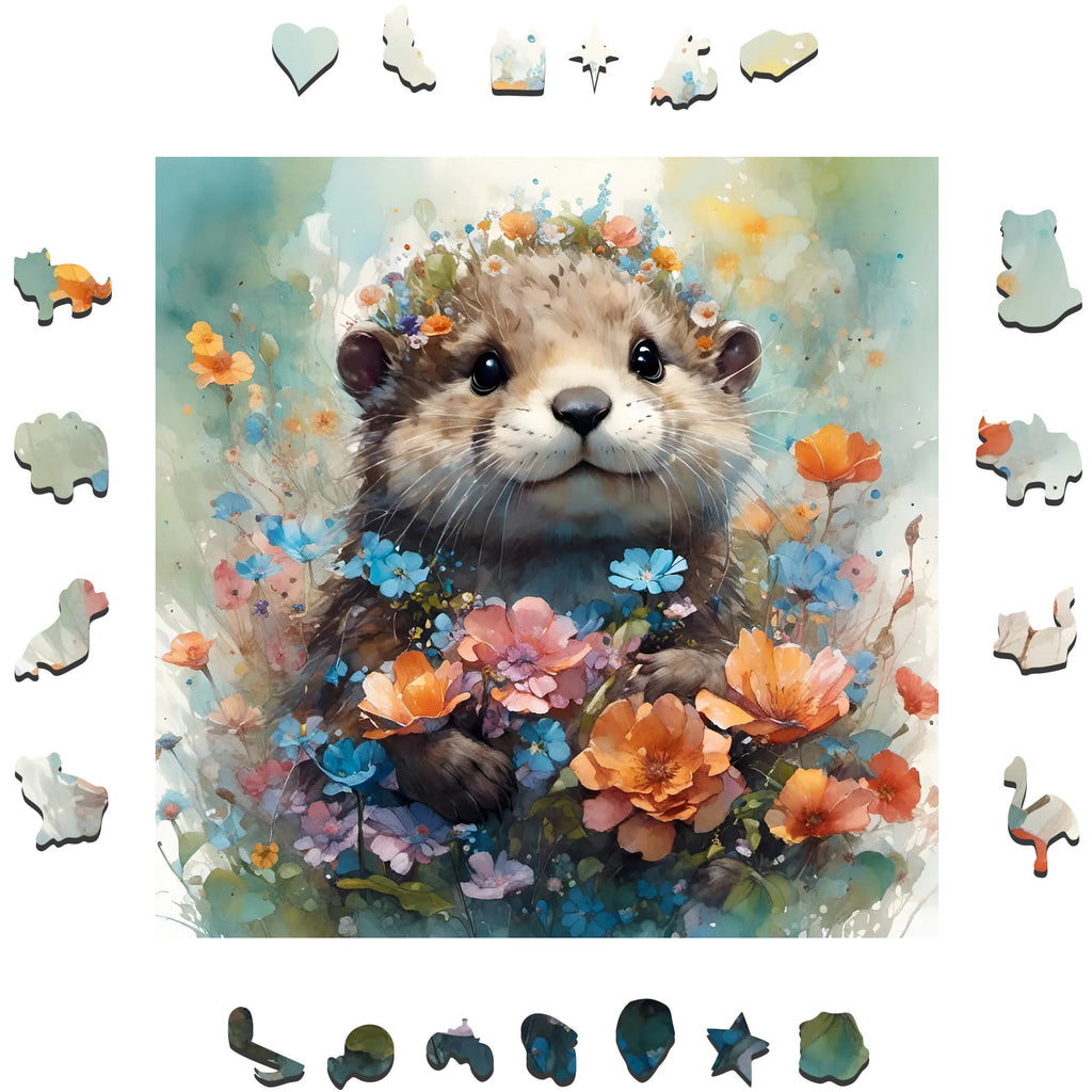 Surge Watercolor Otter - Wooden Jigsaw Puzzle - image 1