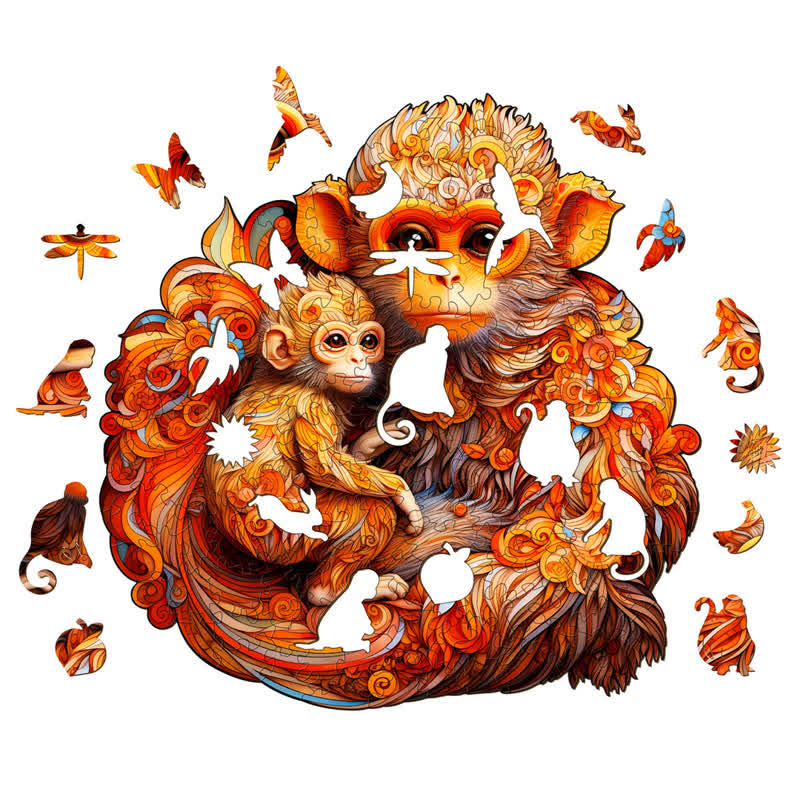 Rhinopithecus Family - Wooden Jigsaw Puzzle - image 1