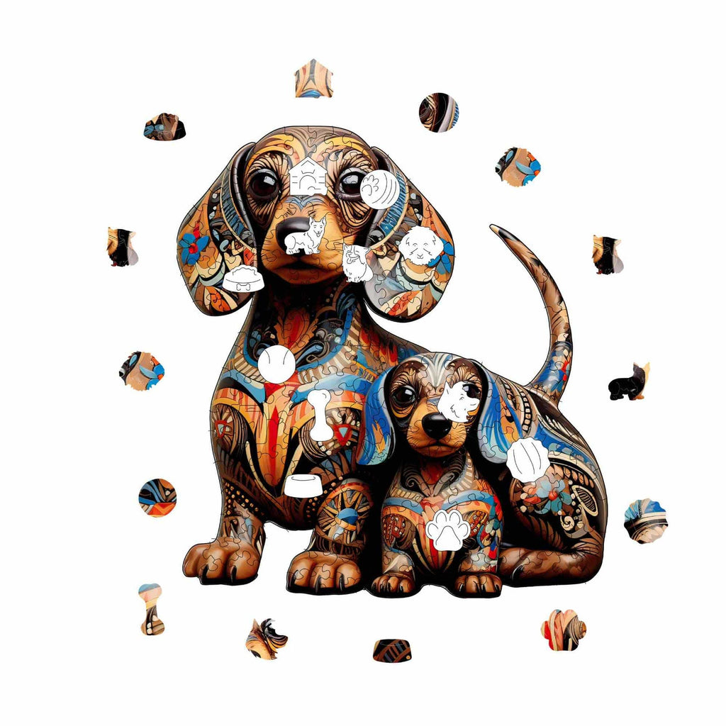 Dachshund Dog Family - Wooden Jigsaw Puzzle - image 1