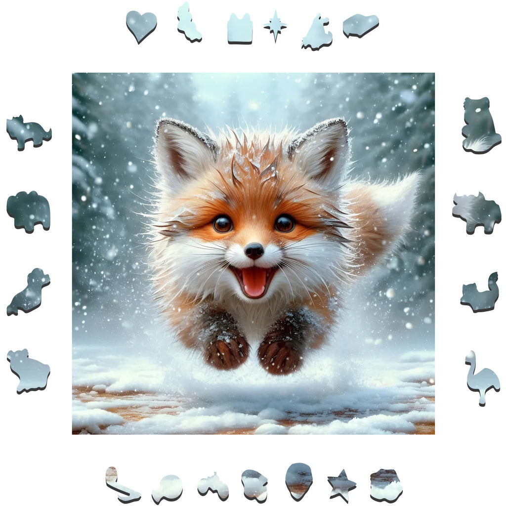 Smiling cute fox - Wooden Jigsaw Puzzle - image 1