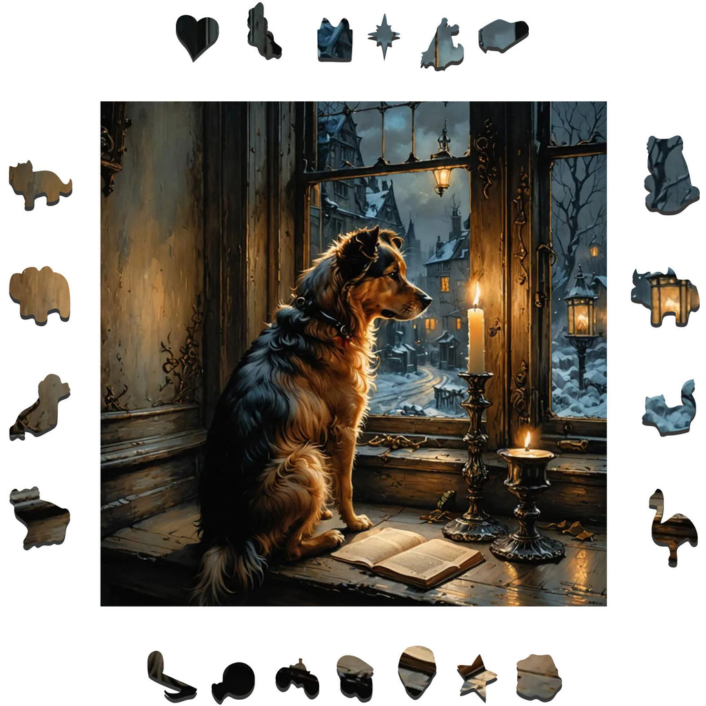 Waiting by candlelight for you - Wooden Jigsaw Puzzle - image 1