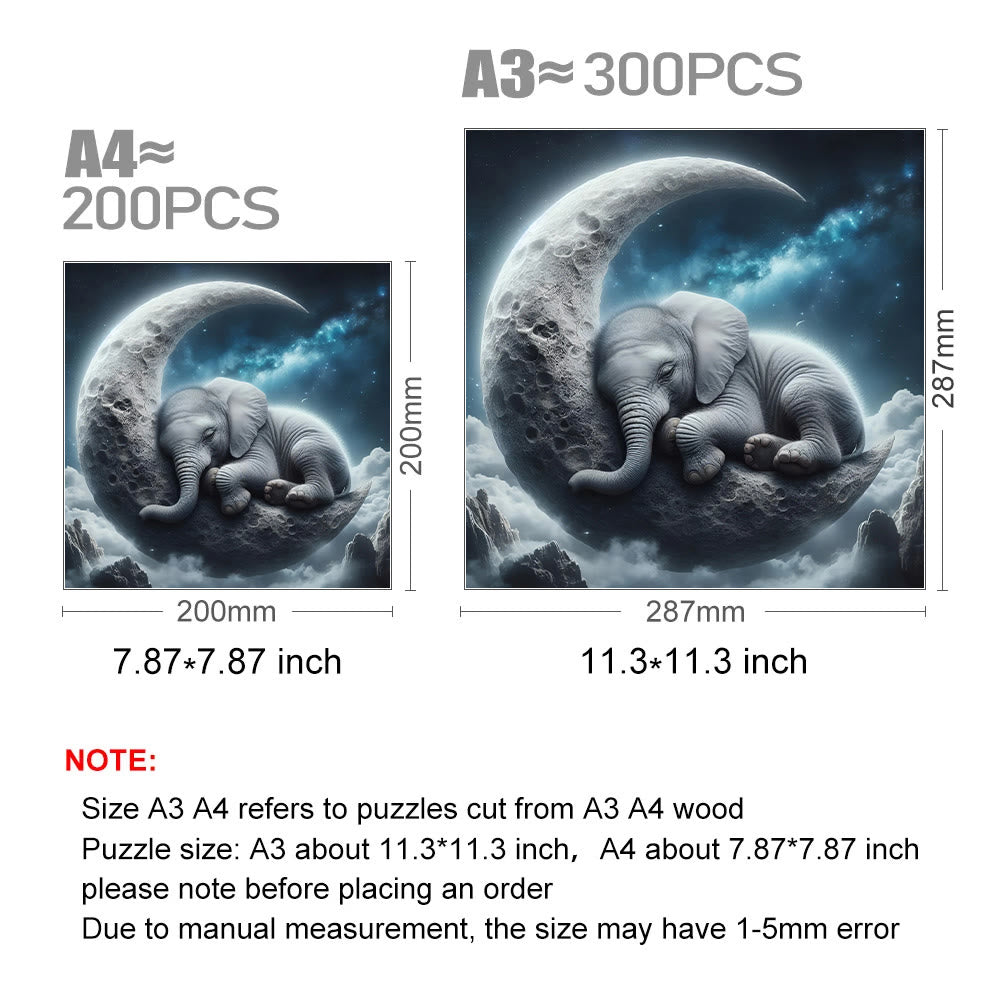 Sleepy Elephant on the Moon - Wooden Jigsaw Puzzle - image 2