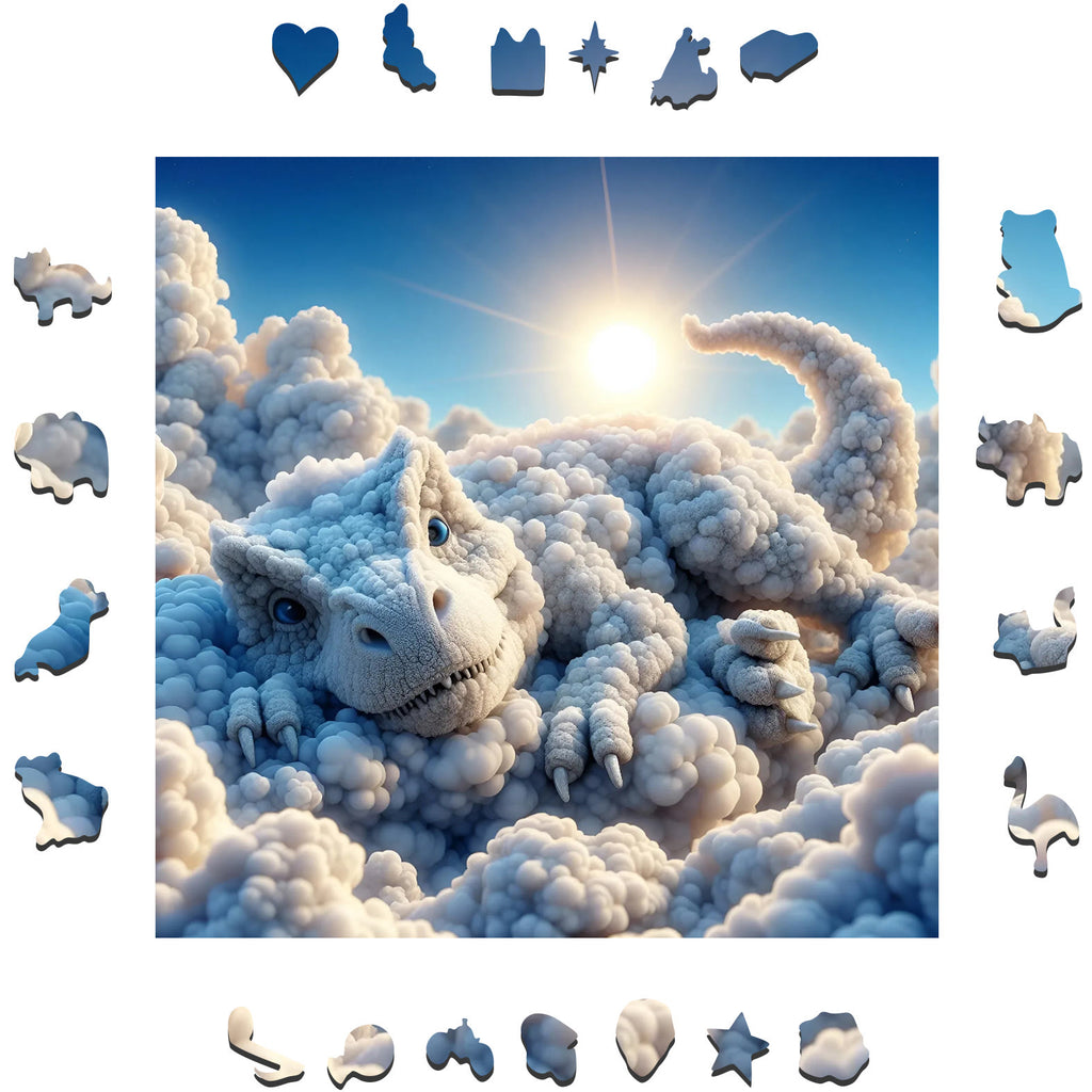 Baby T-Rex of Cloud - Wooden Jigsaw Puzzle - image 1