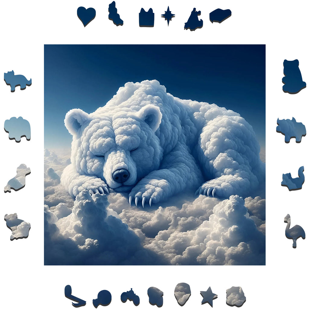 Sleeping Bear of Cloud - Wooden Jigsaw Puzzle - image 1
