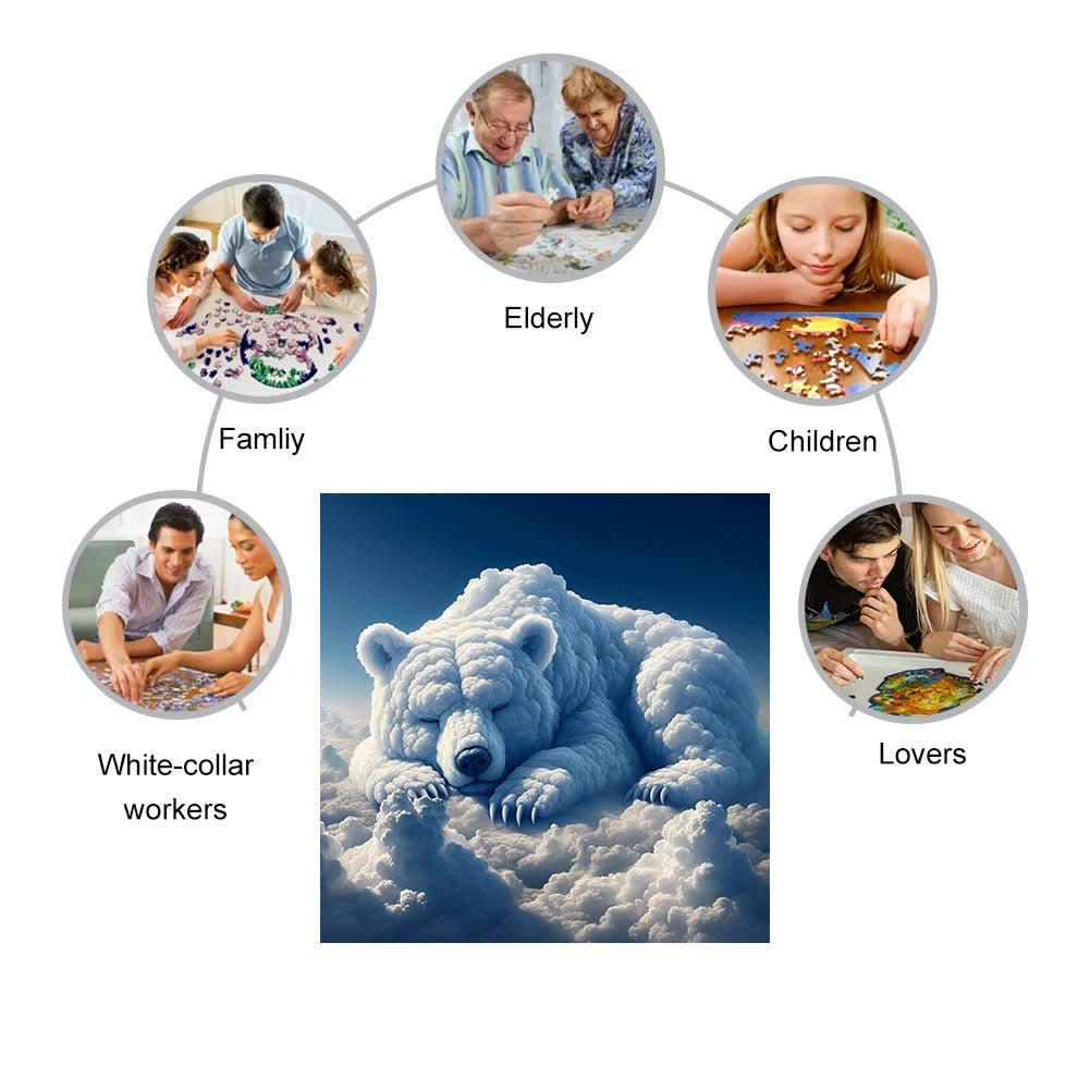 Sleeping Bear of Cloud - Wooden Jigsaw Puzzle - image 3