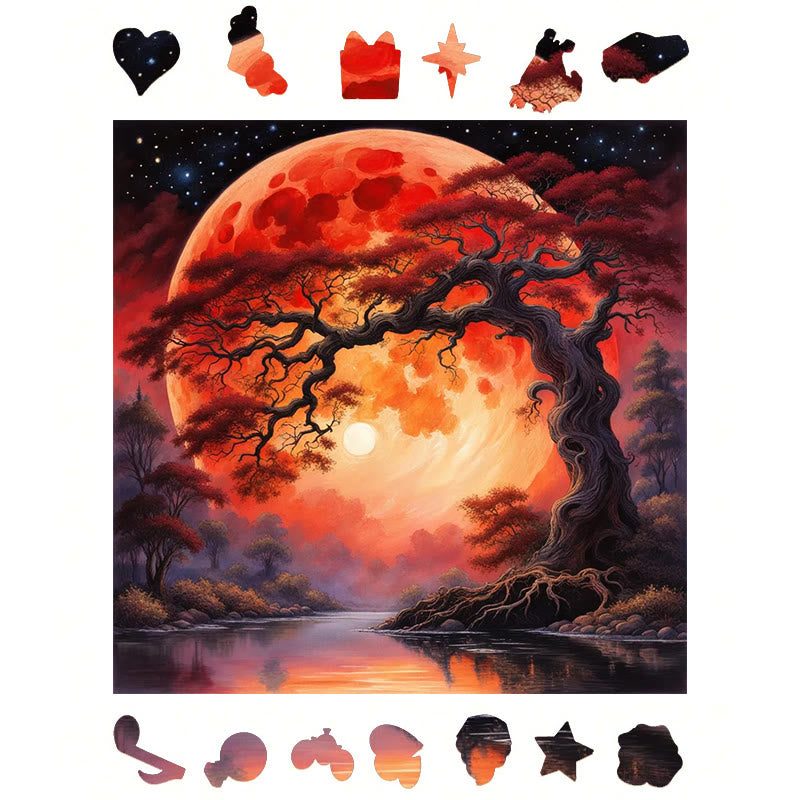 Red Night - Wooden Jigsaw Puzzle - image 1
