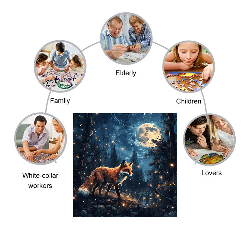 Fox walking in the mysterious forest - Wooden Jigsaw Puzzle - image 3