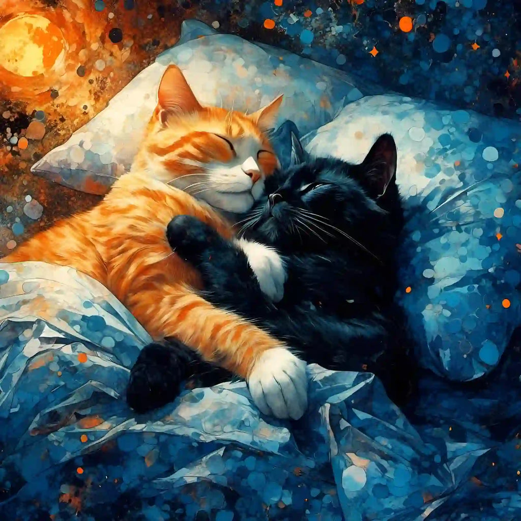 Sleepy cats in bed - Wooden Jigsaw Puzzle - A3  - image 0