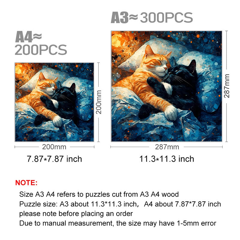 Sleepy cats in bed - Wooden Jigsaw Puzzle - image 2