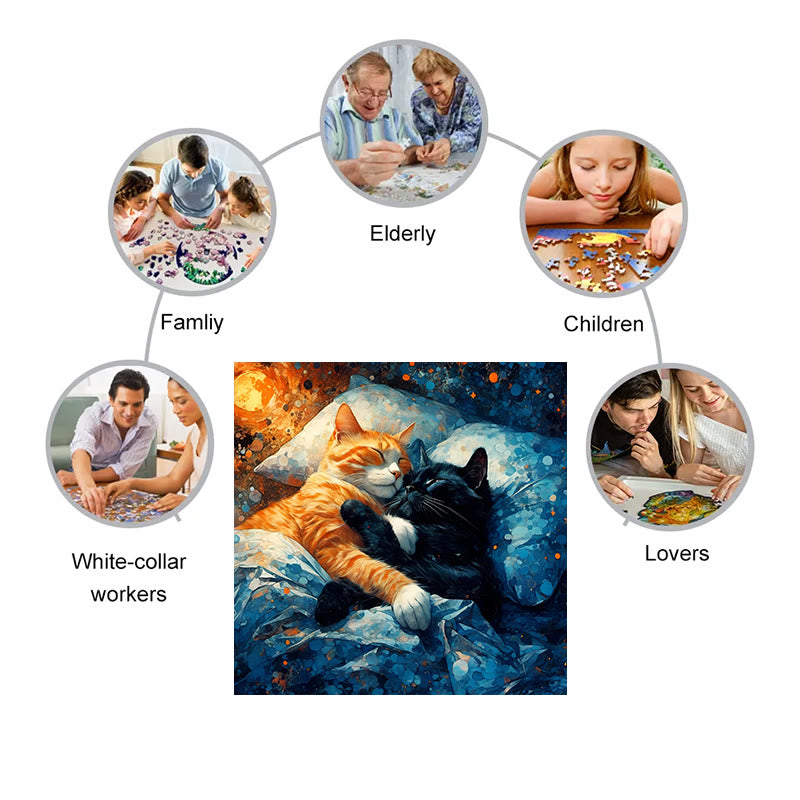 Sleepy cats in bed - Wooden Jigsaw Puzzle - image 3