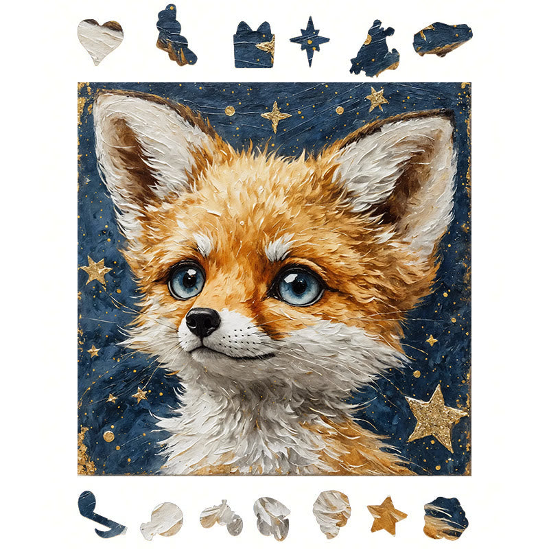  Fox under the starry sky - Wooden Jigsaw Puzzle - image 1