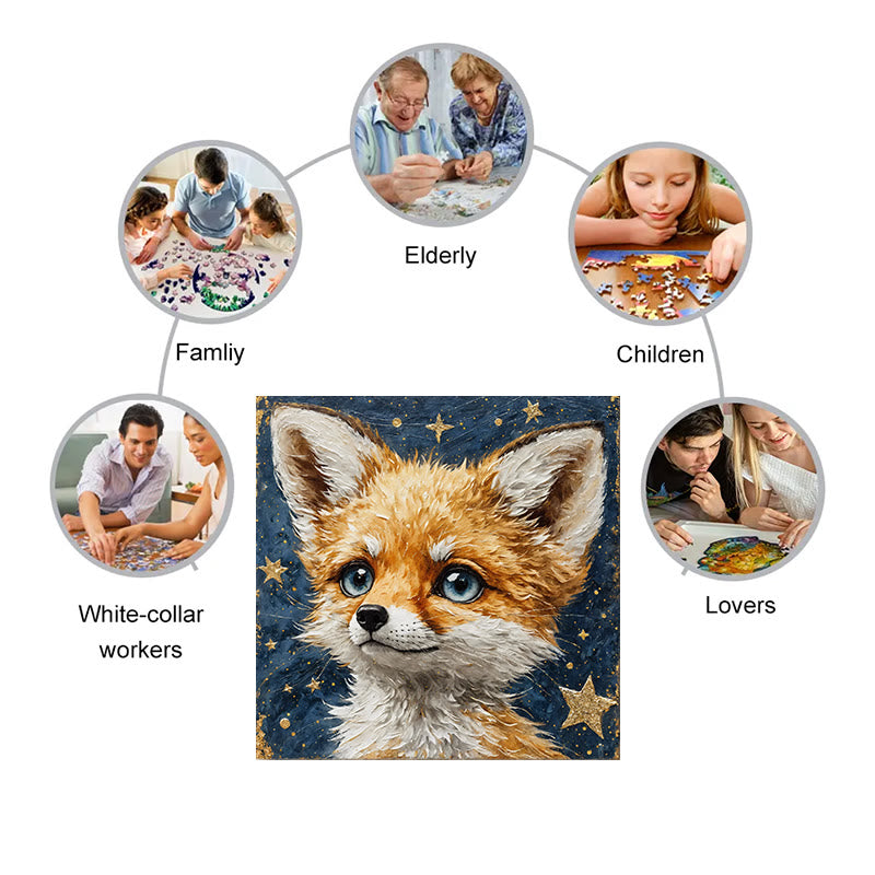 Fox under the starry sky - Wooden Jigsaw Puzzle - image 3