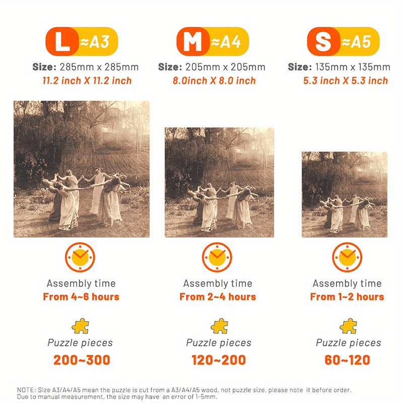 Circle Of Witches Vintage Women Dancing - Wooden Jigsaw Puzzle - image 2