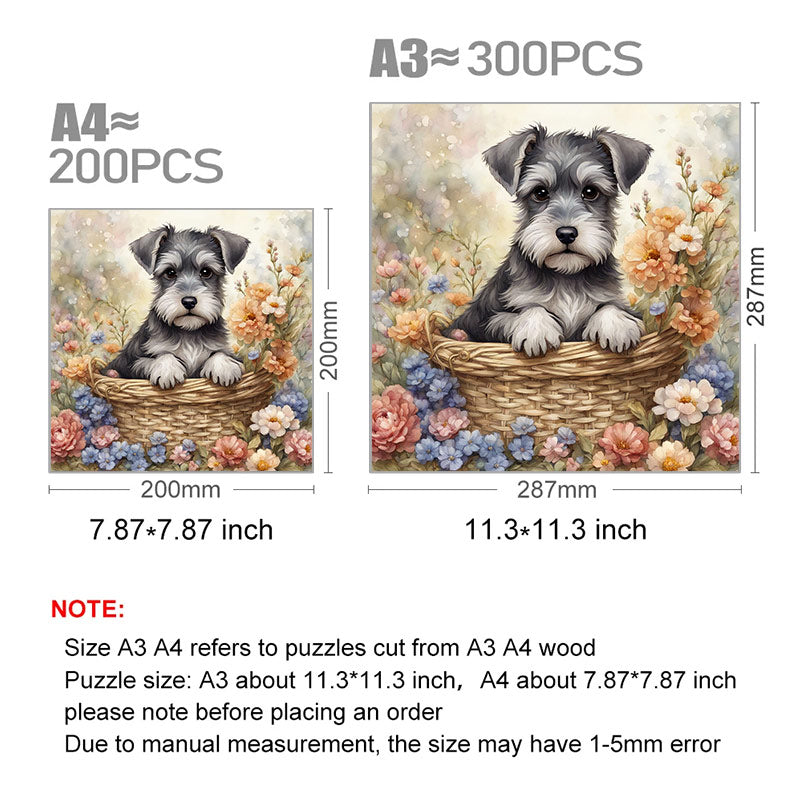 puppy holdis a bouquet of flowers - Wooden Jigsaw Puzzle - image 2