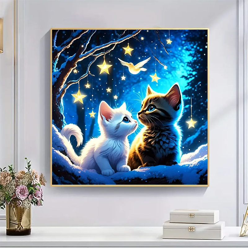 Cats Under The Starry Night Scene - Wooden Jigsaw Puzzle - image 4