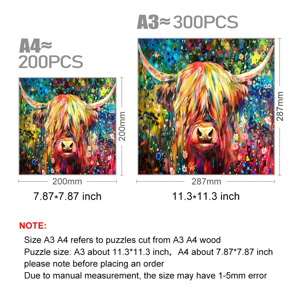 Colorful Highland Cow - Wooden Jigsaw Puzzle - image 2
