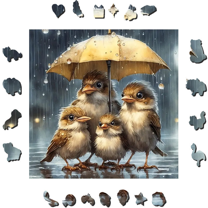 Auspicious Bird Swallow Family - Wooden Jigsaw Puzzle - image 1