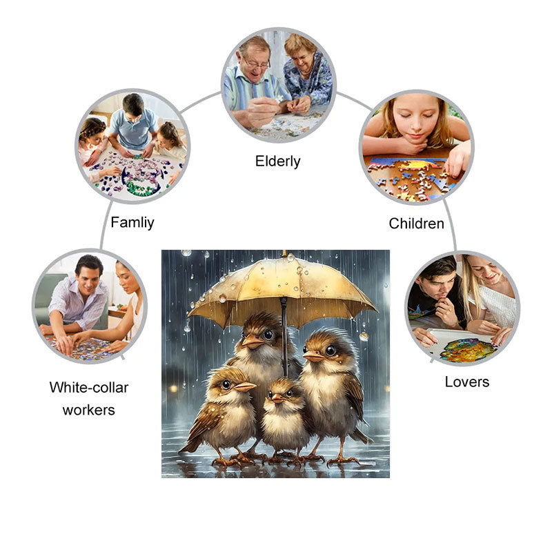 Auspicious Bird Swallow Family - Wooden Jigsaw Puzzle - image 3