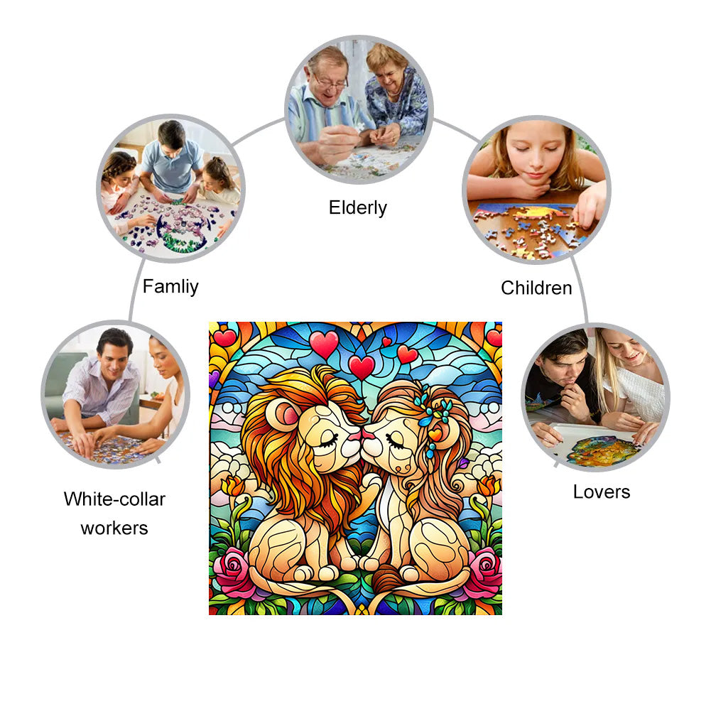 Kissing lion - Wooden Jigsaw Puzzle - image 2