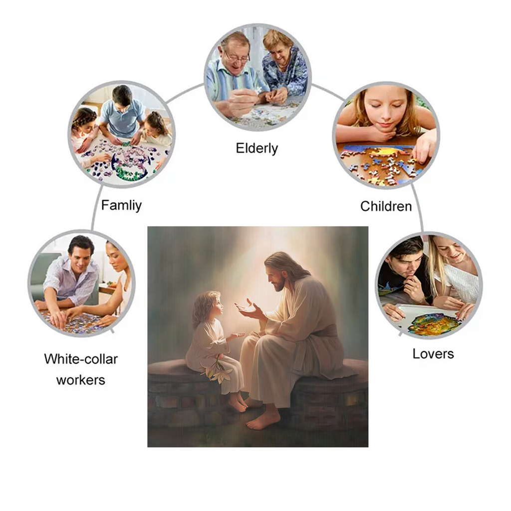 Jesus Christ with a little girl - Wooden Jigsaw Puzzle - image 3