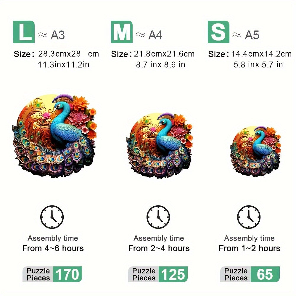 Colorful Peacock - Wooden Jigsaw Puzzle - image 2