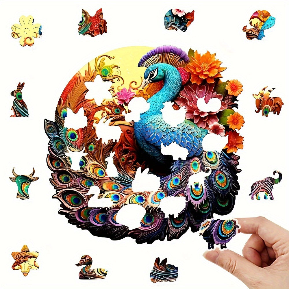 Colorful Peacock - Wooden Jigsaw Puzzle - image 1