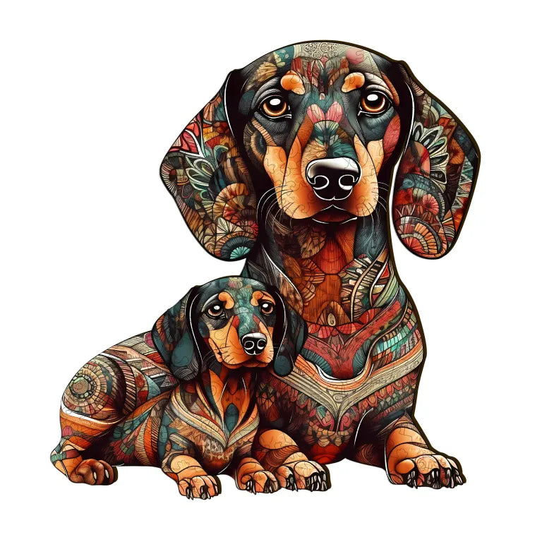 Parent & Child Dachshund - Wooden Jigsaw Puzzle - A3 - image 0