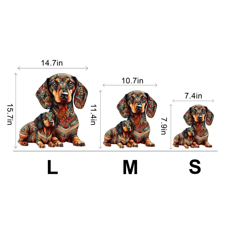Parent & Child Dachshund - Wooden Jigsaw Puzzle - image 2