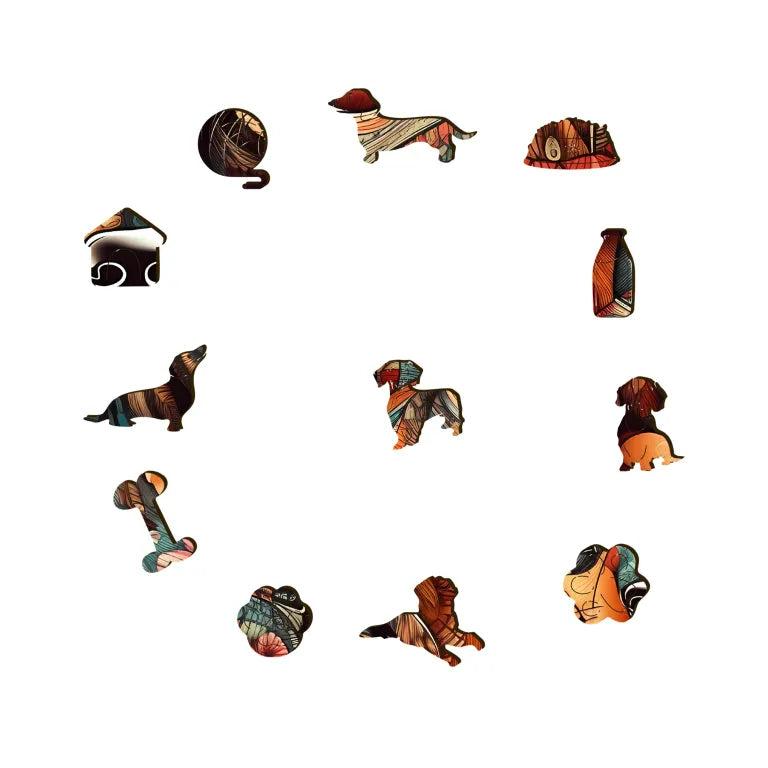 Parent & Child Dachshund - Wooden Jigsaw Puzzle - image 3