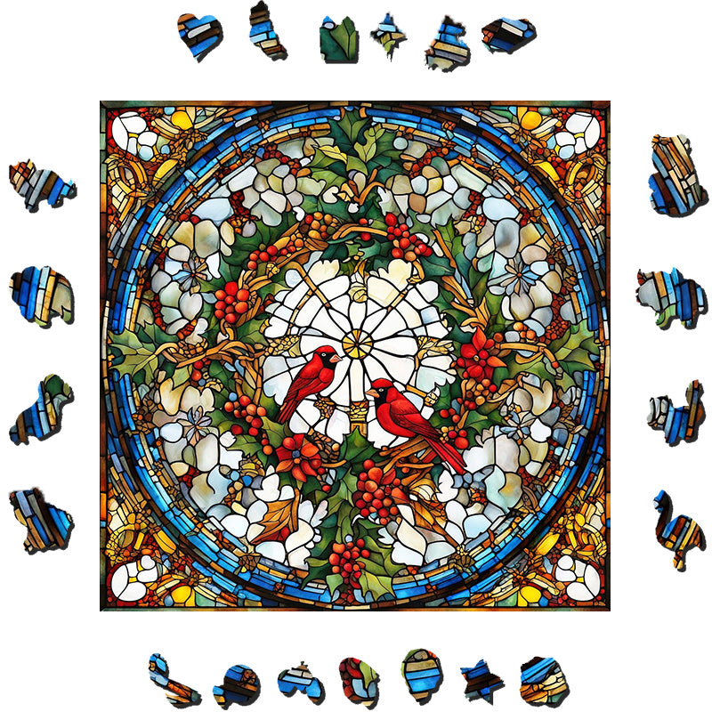 Cardinal In The Orchard - Wooden Jigsaw Puzzle - image 1