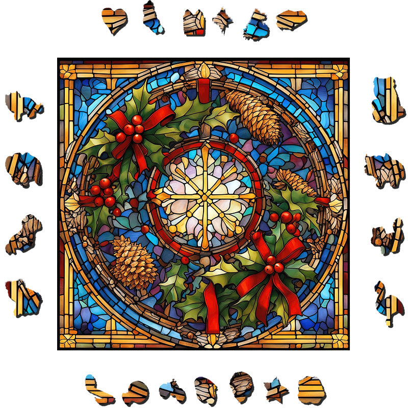 Holly and Pine cones - Wooden Jigsaw Puzzle - image 1