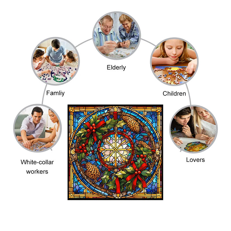 Holly and Pine cones - Wooden Jigsaw Puzzle - image 3