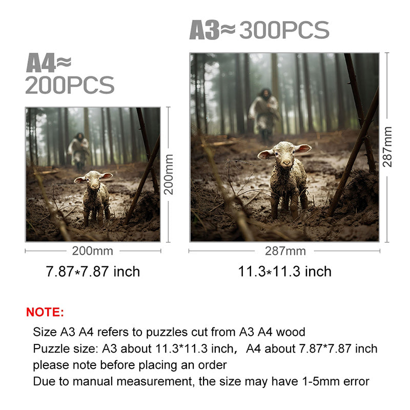 Jesus runs towards a lost lamb - Wooden Jigsaw Puzzle - image 2