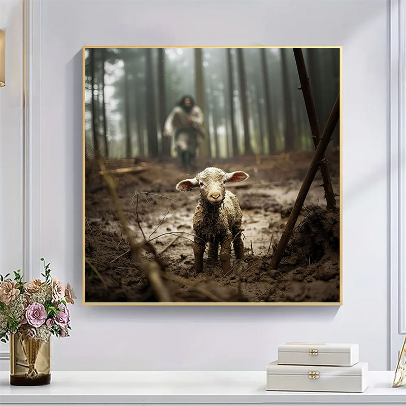 Jesus runs towards a lost lamb - Wooden Jigsaw Puzzle - image 3