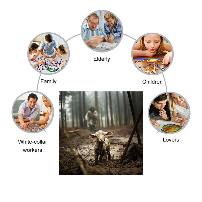 Jesus runs towards a lost lamb - Wooden Jigsaw Puzzle - image 4